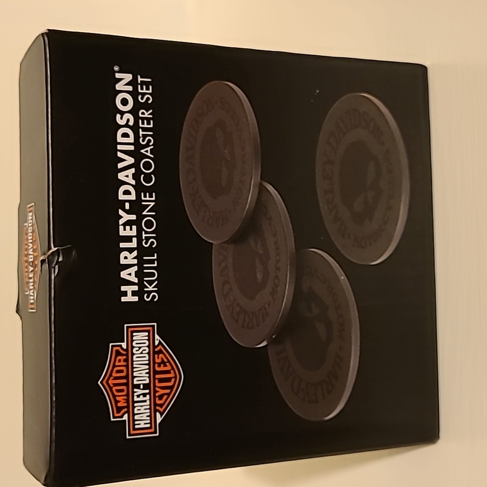 Harley-Davidson Skull Stone Ceramic Coaster Set (4)